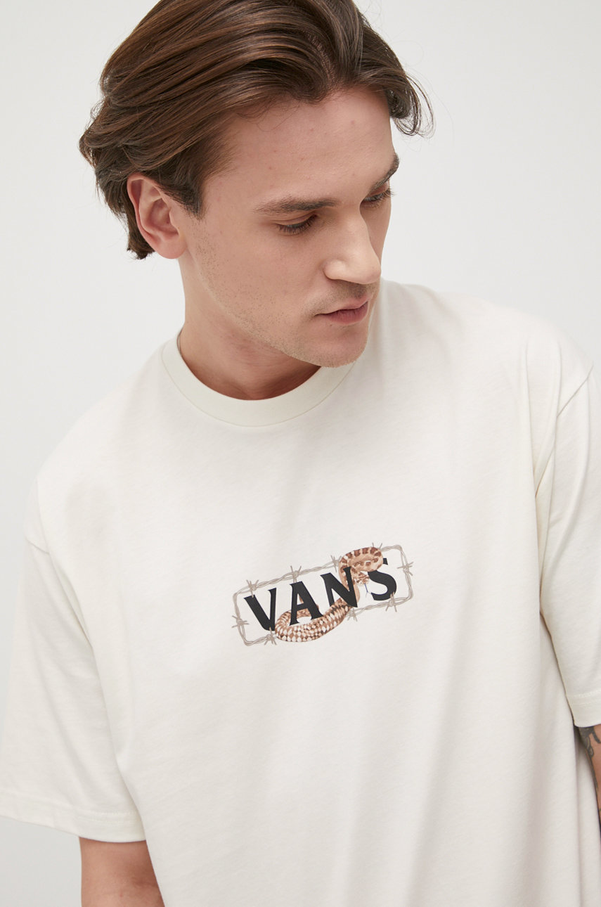 beżowy Vans t-shirt bawełniany