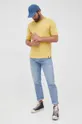 Βαμβακερό μπλουζάκι Sisley κίτρινο