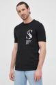 černá Bavlněné tričko Sisley Pánský