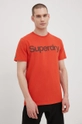 oranžová Bavlnené tričko Superdry Pánsky