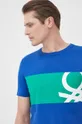 modrá Bavlnené tričko United Colors of Benetton