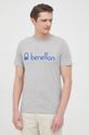 szary United Colors of Benetton t-shirt bawełniany Męski