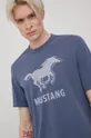 tmavomodrá Bavlnené tričko Mustang