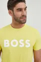 κίτρινο Βαμβακερό μπλουζάκι BOSS Boss Casual