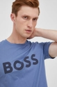 голубой Хлопковая футболка BOSS Boss Casual