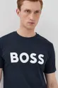 σκούρο μπλε Βαμβακερό μπλουζάκι BOSS Boss Casual