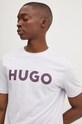 Хлопковая футболка HUGO фиолетовой 50467556