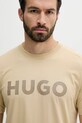 Одежда Хлопковая футболка HUGO 50467556 бежевый