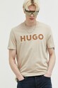 Бавовняна футболка HUGO Dulivio бежевий 50467556