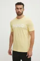 Bombažna kratka majica HUGO rumena