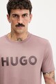 HUGO t-shirt bawełniany różowy 50467556