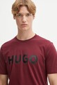 HUGO t-shirt bawełniany bordowy 50467556
