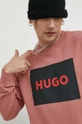 różowy HUGO bluza bawełniana