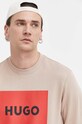 HUGO bluza bawełniana beżowy 50467944