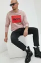 Βαμβακερή μπλούζα HUGO ροζ