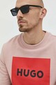 HUGO bluza bawełniana różowy 50467944