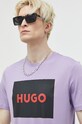 Bavlněné tričko HUGO fialová 50467952