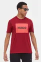 bordowy HUGO t-shirt bawełniany
