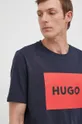 тёмно-синий Хлопковая футболка HUGO