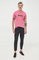 Βαμβακερό μπλουζάκι BOSS ροζ