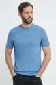 Bombažna kratka majica BOSS modra