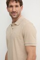 Памучна тениска с яка BOSS бежов 50468362