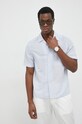 Calvin Klein koszula lniana niebieski K10K109521.PPYY