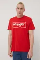 červená Bavlnené tričko Wrangler Pánsky