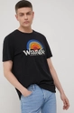 μαύρο Βαμβακερό μπλουζάκι Wrangler