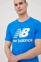 niebieski New Balance t-shirt bawełniany MT01575SBU Męski