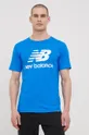 Βαμβακερό μπλουζάκι New Balance μπλε