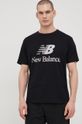 Bavlnené tričko New Balance MT21529BK čierna