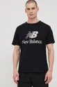 New Balance t-shirt bawełniany MT21529BK czarny