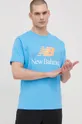 μπλε Βαμβακερό μπλουζάκι New Balance Ανδρικά