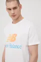 biela Bavlnené tričko New Balance Pánsky