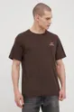 Βαμβακερό μπλουζάκι New Balance καφέ