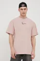 ružová Bavlnené tričko Karl Kani Pánsky