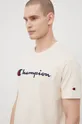 Champion t-shirt bawełniany 217814 beżowy