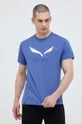 niebieski Salewa t-shirt sportowy Solidlogo Dry Męski