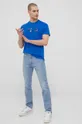 Βαμβακερό μπλουζάκι Fila μπλε