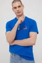 μπλε Βαμβακερό μπλουζάκι Fila