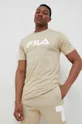 бежевый Хлопковая футболка Fila