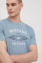 jasny niebieski Mustang t-shirt bawełniany