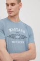 niebieski Mustang t-shirt bawełniany