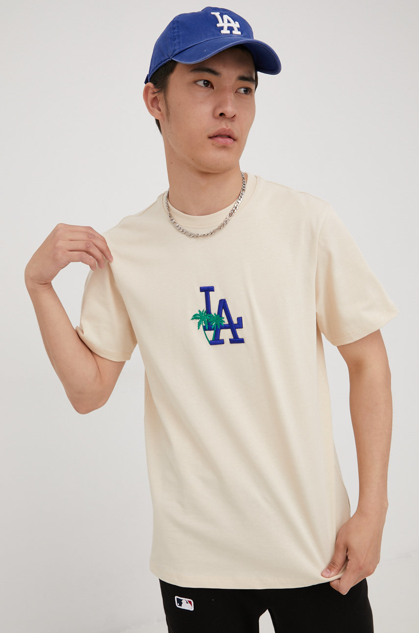 Pamučna majica 47brand Mlb Los Angeles Dodgers krem