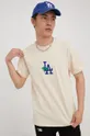 47brand t-shirt bawełniany MLB Los Angeles Dodgers beżowy