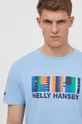 niebieski Helly Hansen t-shirt bawełniany