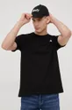 μαύρο Βαμβακερό μπλουζάκι Kappa