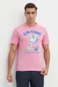 ροζ Βαμβακερό μπλουζάκι MC2 Saint Barth Ανδρικά