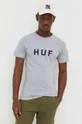szary HUF t-shirt bawełniany